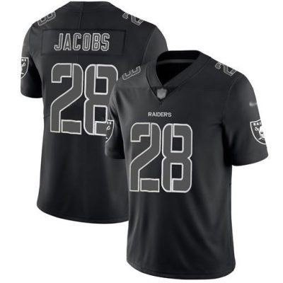 Nike Raiders #28 Josh Jacobs Black Stitched NFL Limited Rush Impact Jersey