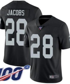 Nike Raiders #28 Josh Jacobs Black Team Color Stitched NFL 100th Season Vapor Limited Jersey
