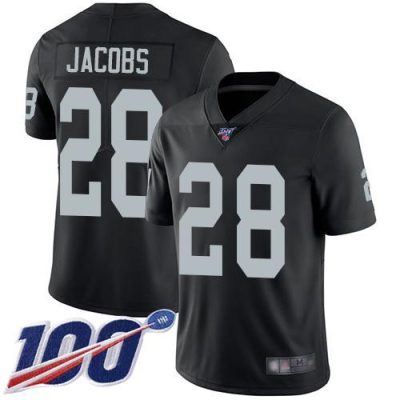 Nike Raiders #28 Josh Jacobs Black Team Color Stitched NFL 100th Season Vapor Limited Jersey