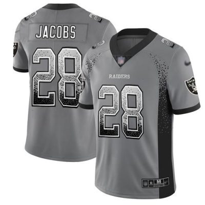 Nike Raiders #28 Josh Jacobs Gray Stitched NFL Limited Rush Drift Fashion Jersey