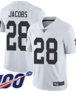 Nike Raiders #28 Josh Jacobs White Stitched NFL 100th Season Vapor Limited Jersey