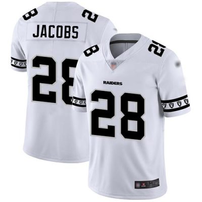 Nike Raiders #28 Josh Jacobs White Stitched NFL Limited Team Logo Fashion Jersey