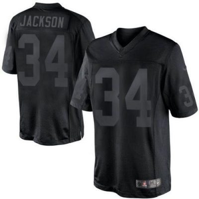 Nike Raiders #34 Bo Jackson Black Stitched NFL Drenched Limited Jersey