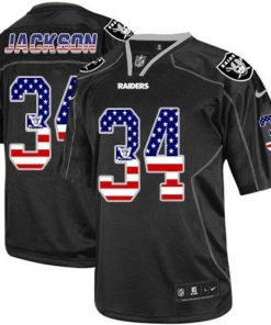 Nike Raiders #34 Bo Jackson Black Stitched NFL Elite USA Flag Fashion Jersey