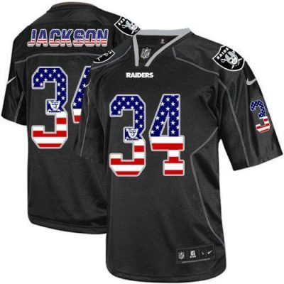 Nike Raiders #34 Bo Jackson Black Stitched NFL Elite USA Flag Fashion Jersey