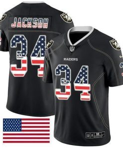 Nike Raiders #34 Bo Jackson Black Stitched NFL Limited Rush USA Flag Jersey