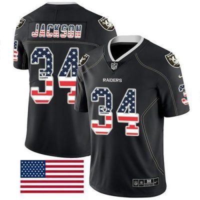 Nike Raiders #34 Bo Jackson Black Stitched NFL Limited Rush USA Flag Jersey
