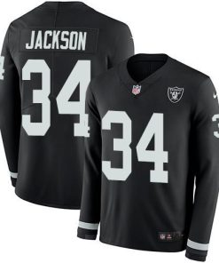 Nike Raiders #34 Bo Jackson Black Team Color Stitched NFL Limited Therma Long Sleeve Jersey