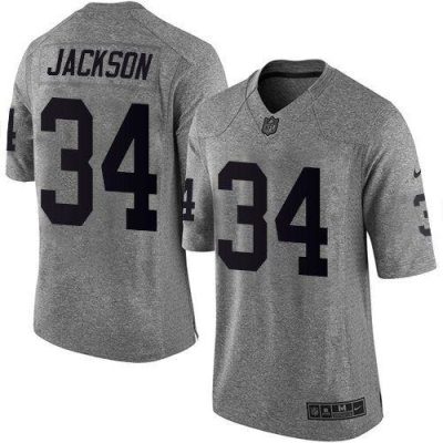 Nike Raiders #34 Bo Jackson Gray Stitched NFL Limited Gridiron Gray Jersey