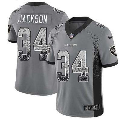 Nike Raiders #34 Bo Jackson Gray Stitched NFL Limited Rush Drift Fashion Jersey