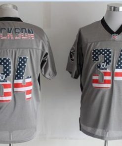 Nike Raiders #34 Bo Jackson Grey Stitched NFL Elite USA Flag Fashion Jersey