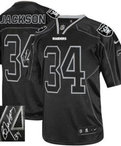 Nike Raiders #34 Bo Jackson Lights Out Black Stitched NFL Elite Autographed Jersey