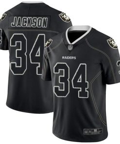 Nike Raiders #34 Bo Jackson Lights Out Black Stitched NFL Limited Rush Jersey