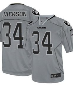 Nike Raiders #34 Bo Jackson Lights Out Grey Stitched NFL Elite Jersey