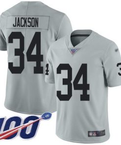 Nike Raiders #34 Bo Jackson Silver Stitched NFL Limited Inverted Legend 100th Season Jersey