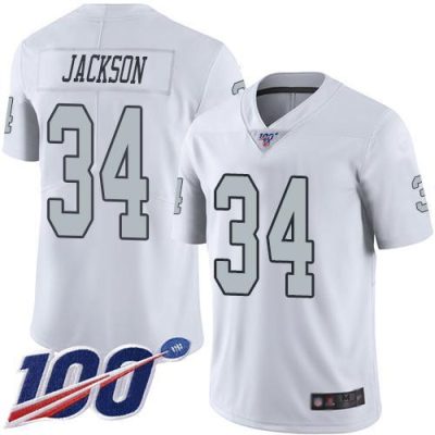 Nike Raiders #34 Bo Jackson White Stitched NFL Limited Rush 100th Season Jersey