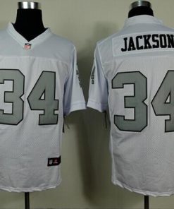 Nike Raiders #34 Bo Jackson White Silver No. Stitched NFL Elite Jersey