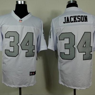 Nike Raiders #34 Bo Jackson White Silver No. Stitched NFL Elite Jersey