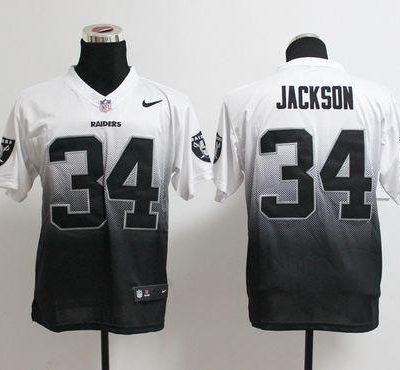 Nike Raiders #34 Bo Jackson White/Black Stitched NFL Elite Fadeaway Fashion Jersey