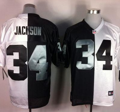 Nike Raiders #34 Bo Jackson White/Black Stitched NFL Elite Split Jersey
