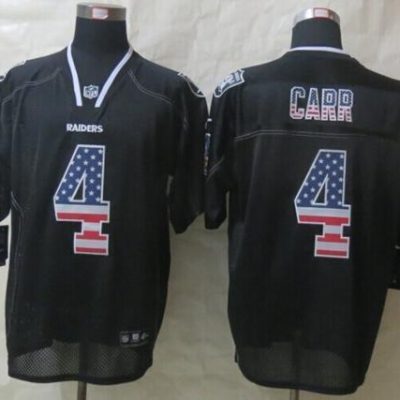 Nike Raiders #4 Derek Carr Black Stitched NFL Elite USA Flag Fashion Jersey