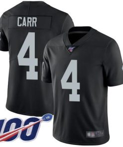 Nike Raiders #4 Derek Carr Black Team Color Stitched NFL 100th Season Vapor Limited Jersey