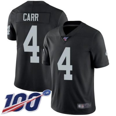 Nike Raiders #4 Derek Carr Black Team Color Stitched NFL 100th Season Vapor Limited Jersey