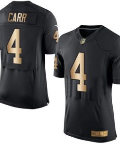 Nike Raiders #4 Derek Carr Black Team Color Stitched NFL New Elite Gold Jersey
