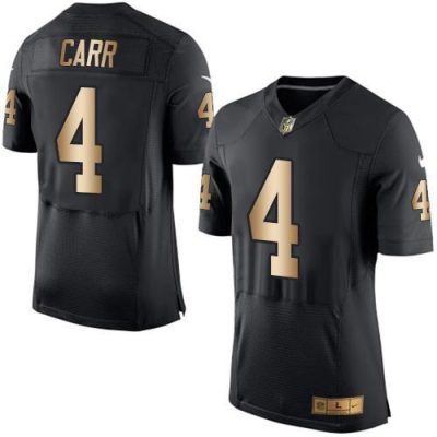 Nike Raiders #4 Derek Carr Black Team Color Stitched NFL New Elite Gold Jersey