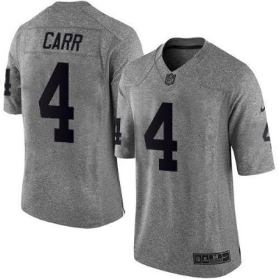 Nike Raiders #4 Derek Carr Gray Stitched NFL Limited Gridiron Gray Jersey