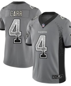 Nike Raiders #4 Derek Carr Gray Stitched NFL Limited Rush Drift Fashion Jersey