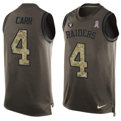 Nike Raiders #4 Derek Carr Green Stitched NFL Limited Salute To Service Tank Top Jersey