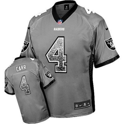 Nike Raiders #4 Derek Carr Grey Stitched NFL Elite Drift Fashion Jersey