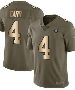 Nike Raiders #4 Derek Carr Olive/Gold Stitched NFL Limited 2017 Salute To Service Jersey