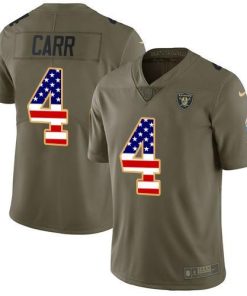 Nike Raiders #4 Derek Carr Olive/USA Flag Stitched NFL Limited 2017 Salute To Service Jersey