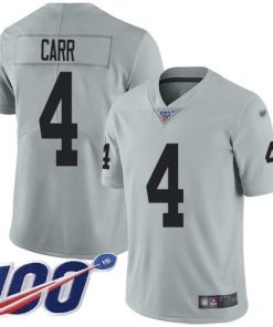Nike Raiders #4 Derek Carr Silver Stitched NFL Limited Inverted Legend 100th Season Jersey