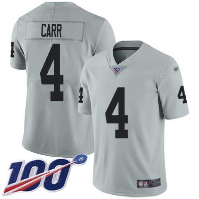 Nike Raiders #4 Derek Carr Silver Stitched NFL Limited Inverted Legend 100th Season Jersey