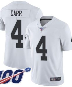 Nike Raiders #4 Derek Carr White Stitched NFL 100th Season Vapor Limited Jersey