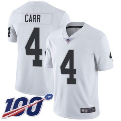 Nike Raiders #4 Derek Carr White Stitched NFL 100th Season Vapor Limited Jersey