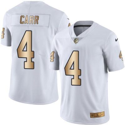 Nike Raiders #4 Derek Carr White Stitched NFL Limited Gold Rush Jersey