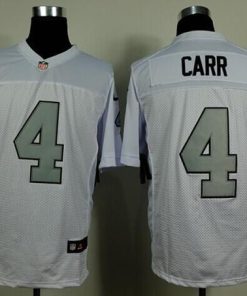 Nike Raiders #4 Derek Carr White Silver No. Stitched NFL Elite Jersey