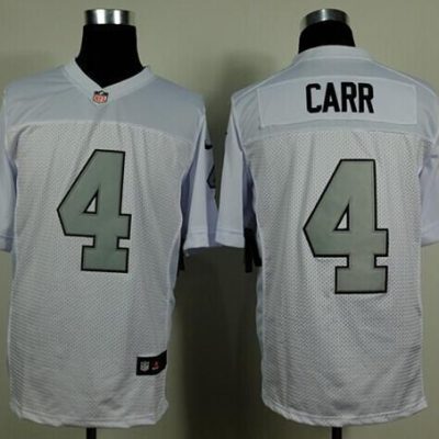 Nike Raiders #4 Derek Carr White Silver No. Stitched NFL Elite Jersey