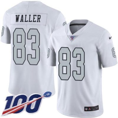Nike Raiders #83 Darren Waller White Stitched NFL Limited Rush 100th Season Jersey