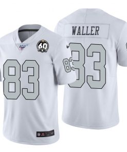 Nike Raiders #83 Darren Waller White 60th Anniversary Patch Stitched NFL 100 Limited Color Rush Jersey