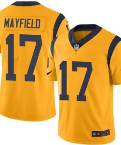 Nike Rams #17 Baker Mayfield Gold Stitched NFL Limited Rush Jersey