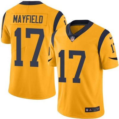 Nike Rams #17 Baker Mayfield Gold Stitched NFL Limited Rush Jersey