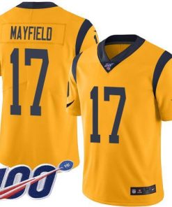 Nike Rams #17 Baker Mayfield Gold Stitched NFL Limited Rush 100th Season Jersey
