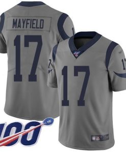 Nike Rams #17 Baker Mayfield Gray Stitched NFL Limited Inverted Legend 100th Season Jersey