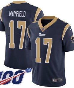 Nike Rams #17 Baker Mayfield Navy Blue Team Color Stitched NFL 100th Season Vapor Limited Jersey
