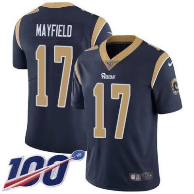 Nike Rams #17 Baker Mayfield Navy Blue Team Color Stitched NFL 100th Season Vapor Limited Jersey